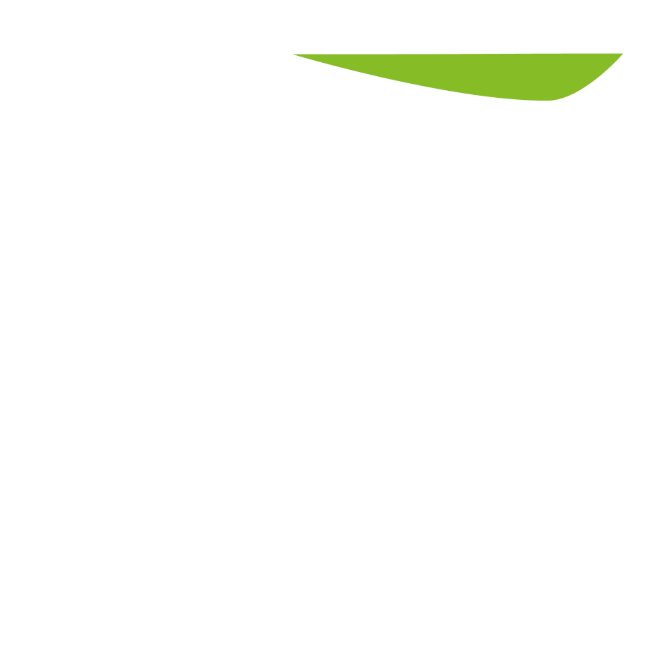 Weißer Hintergrund mit einer abgerundeten grünen Form in der oberen rechten Ecke und hellgrauen geschwungenen Akzenten entlang der oberen und unteren Kanten. Das Design ist minimal und abstrakt.